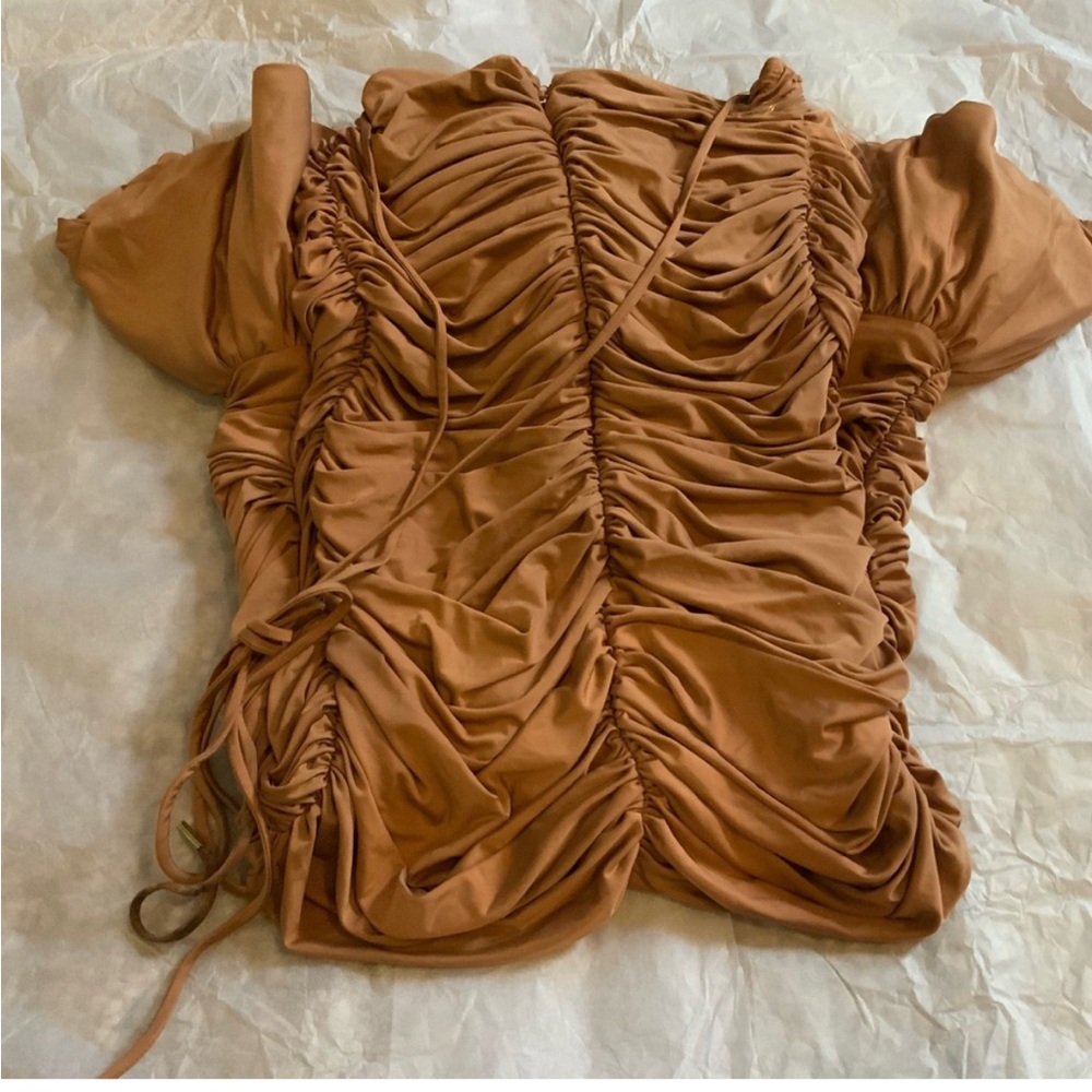 House of CB ‘Claudine’ Tan Ruffle Midi Dress - Picture 4 of 7